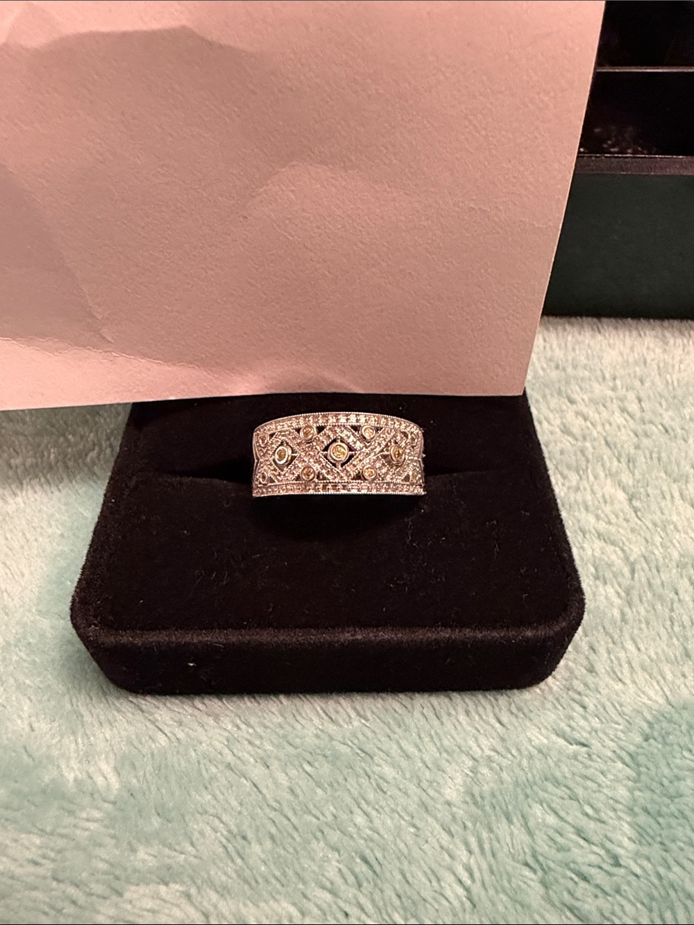 Vintage-Inspired Wide Silver Ring with CZ Accent Stones
